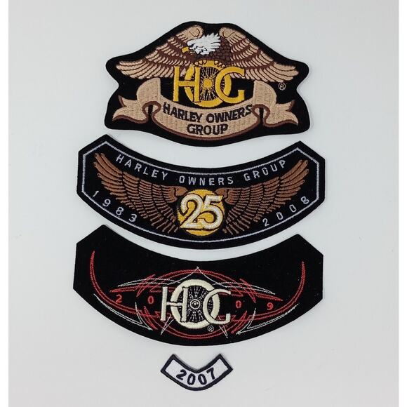 Harley Davidson Patches 2007 Rocker HD. Owners Group, 25th Anniversary, 09 HOG, - Picture 1 of 10